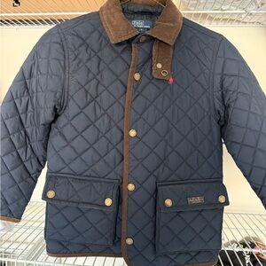Polo by Ralph Lauren Blue Quilted Jacket with Brown Accents